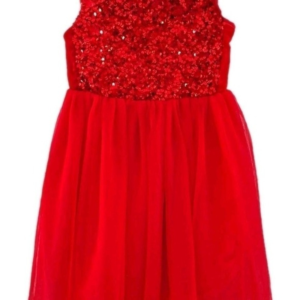 Cat & Jack Christmas Dress Girls Red Tulle Sequins Kids size 6 Year - Picture 3 of 3
